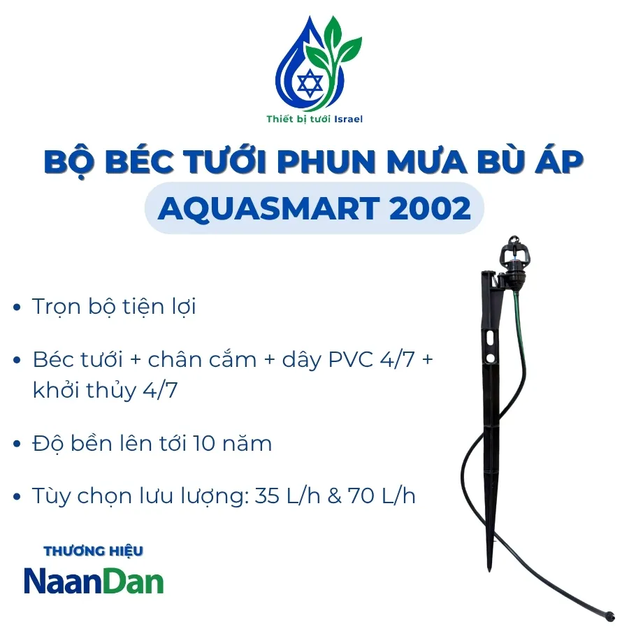 Bộ béc tưới phun mưa bù áp Aquasmart 2002