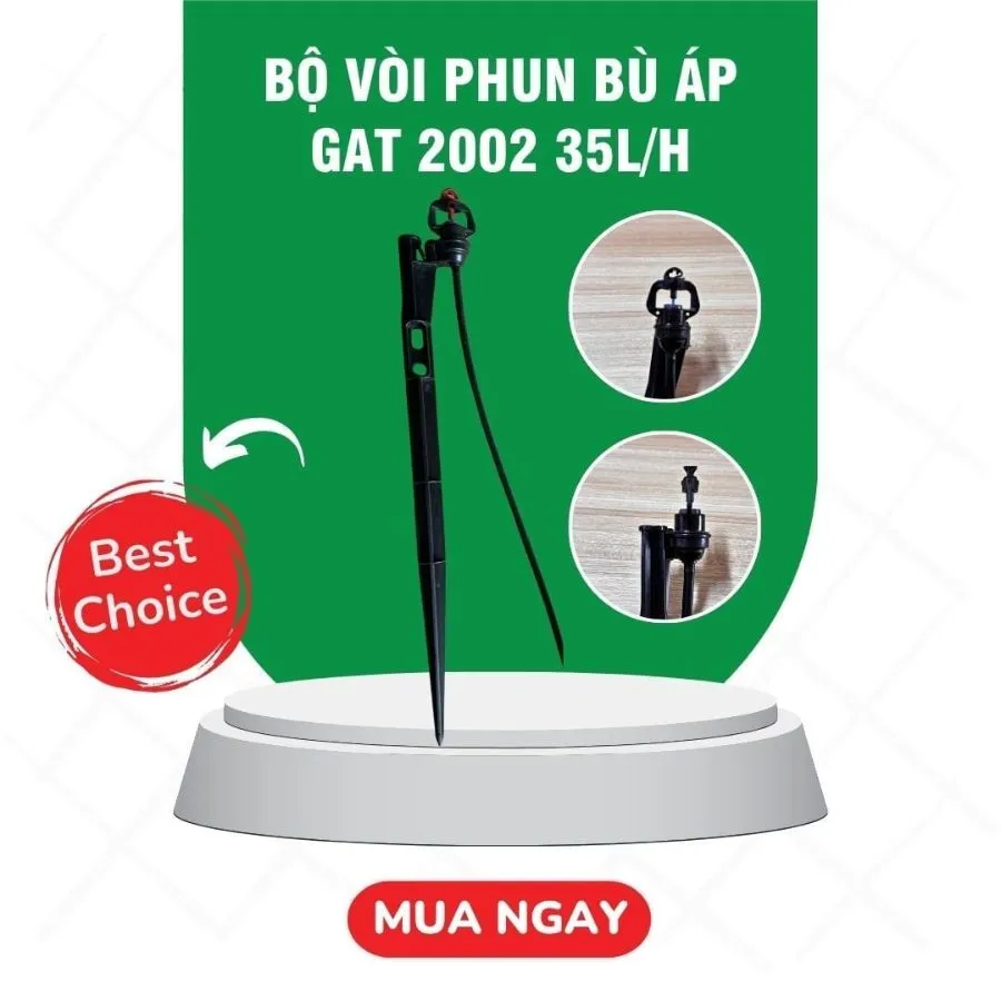 Bộ vòi phun bù áp GAT 2002 35l/h, Dây 4/7mm 60cm + cây cắm