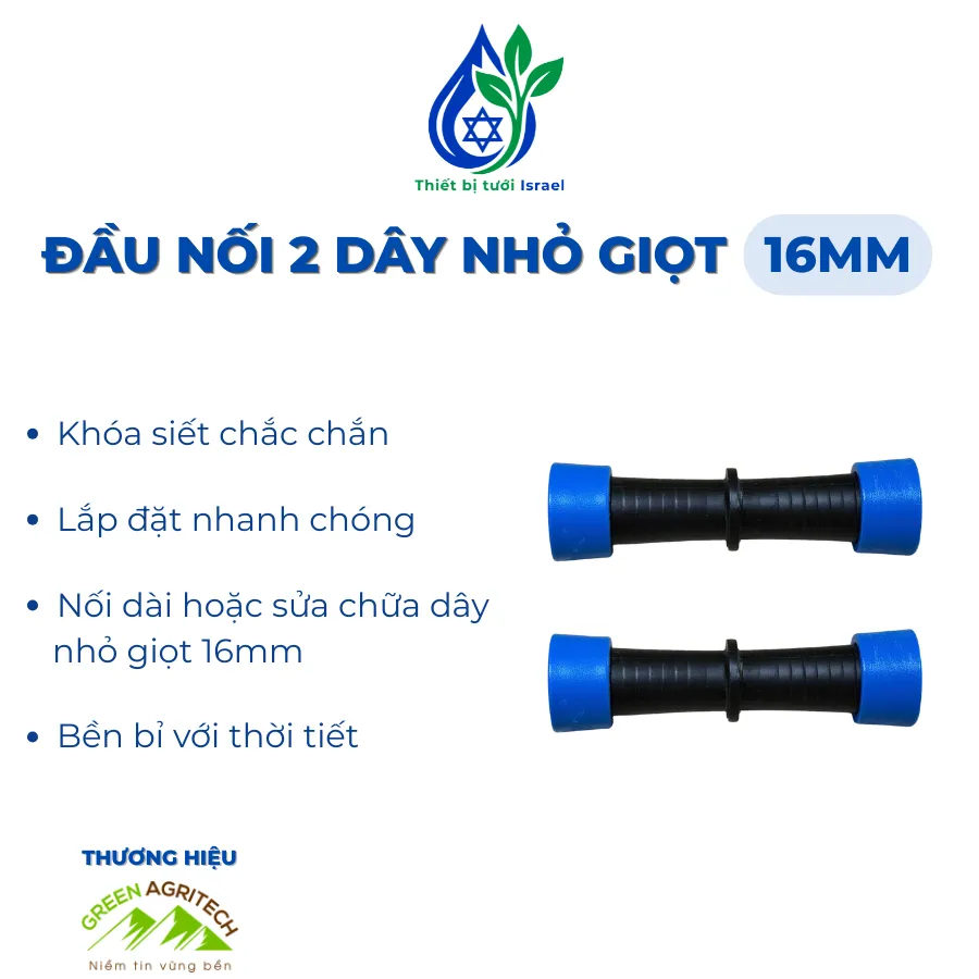Đầu nối 2 dây nhỏ giọt 16mm
