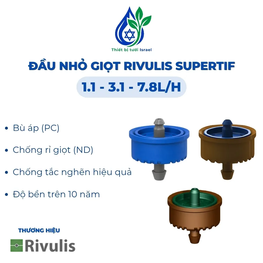 Đầu nhỏ giọt bù áp & chống rỉ giọt Supertif