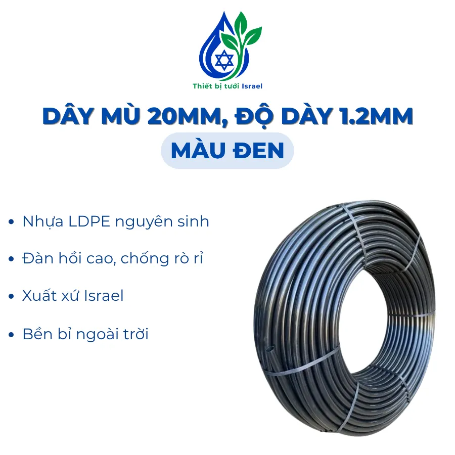Dây mù 20mm, dày 1.2mm, màu đen