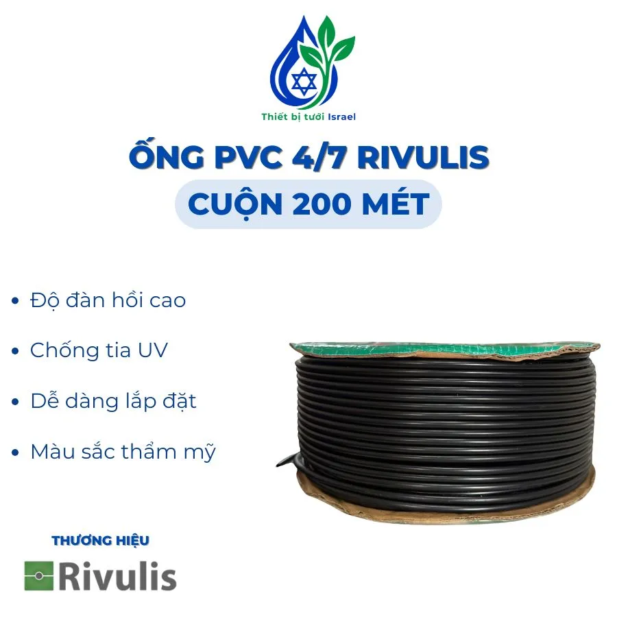 Dây tưới 4/7mm, chất liệu PVC dẻo, Israel